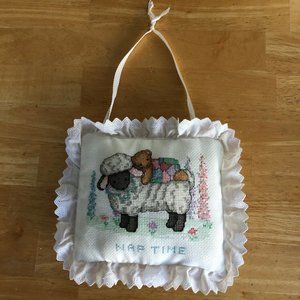 Nap Time Cross Stitch Pillow